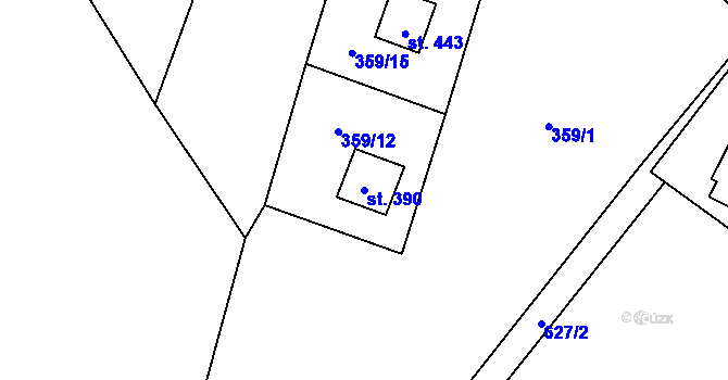 Parcela st. 390 v KÚ Chvalčova Lhota, Katastrální mapa