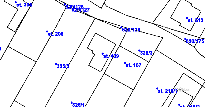 Parcela st. 409 v KÚ Chvalčova Lhota, Katastrální mapa