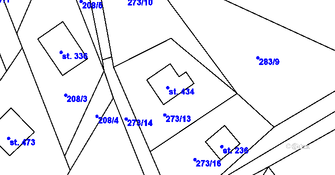 Parcela st. 434 v KÚ Chvalčova Lhota, Katastrální mapa