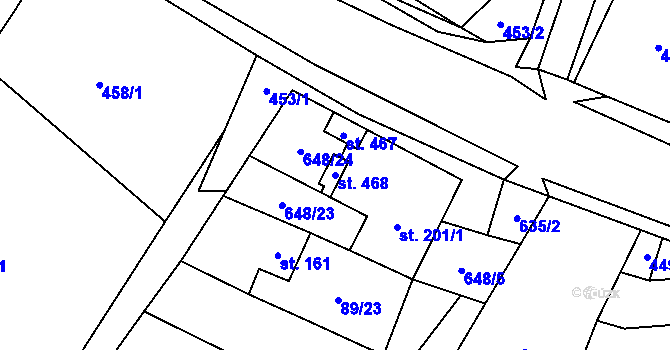 Parcela st. 468 v KÚ Chvalčova Lhota, Katastrální mapa