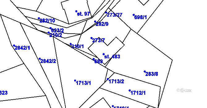 Parcela st. 483 v KÚ Chvalčova Lhota, Katastrální mapa