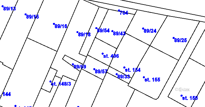 Parcela st. 496 v KÚ Chvalčova Lhota, Katastrální mapa