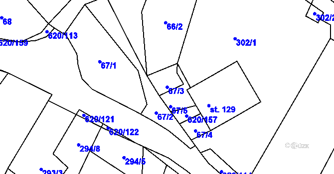 Parcela st. 67/3 v KÚ Chvalčova Lhota, Katastrální mapa
