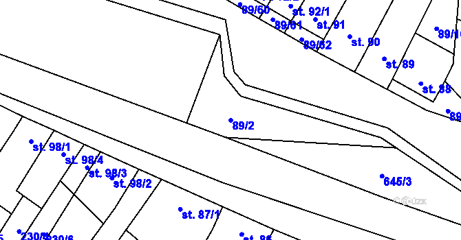 Parcela st. 89/2 v KÚ Chvalčova Lhota, Katastrální mapa