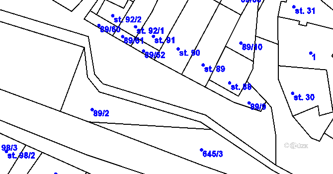 Parcela st. 89/3 v KÚ Chvalčova Lhota, Katastrální mapa