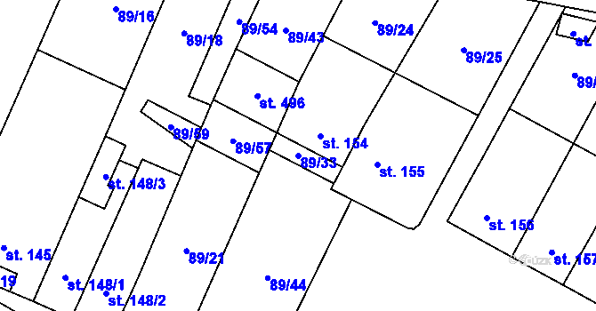 Parcela st. 89/33 v KÚ Chvalčova Lhota, Katastrální mapa