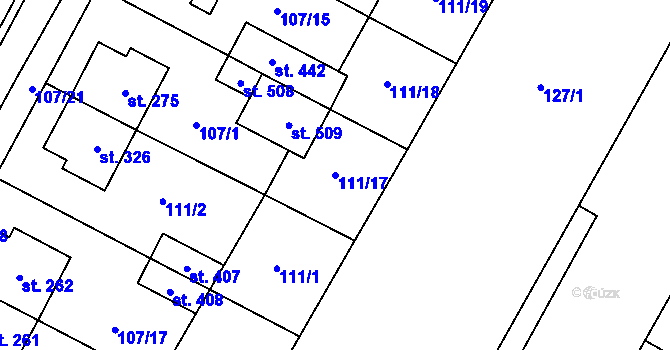 Parcela st. 111/17 v KÚ Chvalčova Lhota, Katastrální mapa