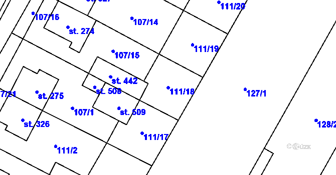 Parcela st. 111/18 v KÚ Chvalčova Lhota, Katastrální mapa