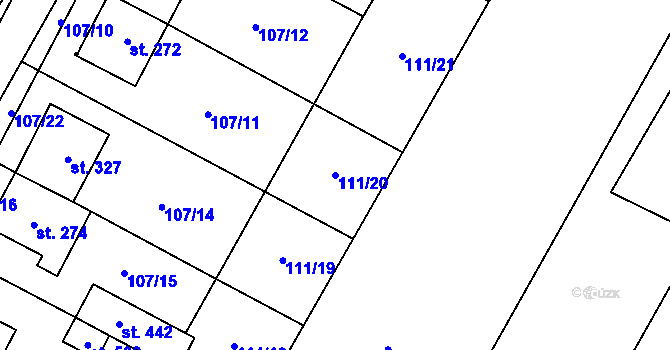 Parcela st. 111/20 v KÚ Chvalčova Lhota, Katastrální mapa