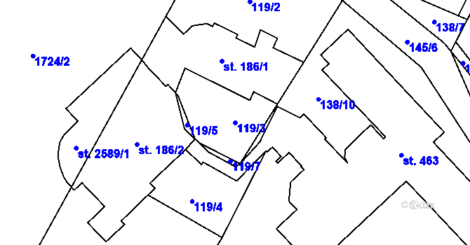 Parcela st. 119/3 v KÚ Chvalčova Lhota, Katastrální mapa