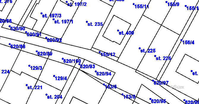 Parcela st. 155/12 v KÚ Chvalčova Lhota, Katastrální mapa