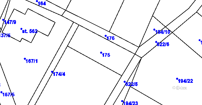Parcela st. 175 v KÚ Chvalčova Lhota, Katastrální mapa
