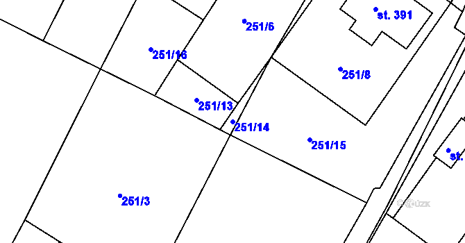 Parcela st. 251/14 v KÚ Chvalčova Lhota, Katastrální mapa