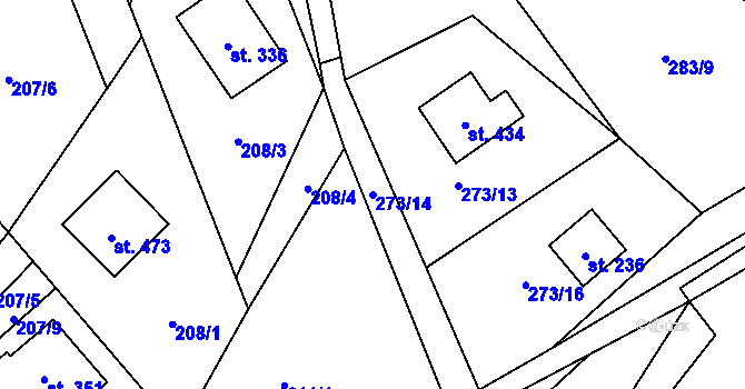 Parcela st. 273/14 v KÚ Chvalčova Lhota, Katastrální mapa