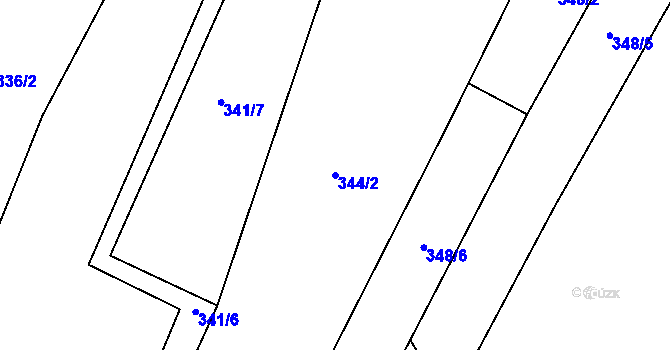 Parcela st. 344/2 v KÚ Chvalčova Lhota, Katastrální mapa