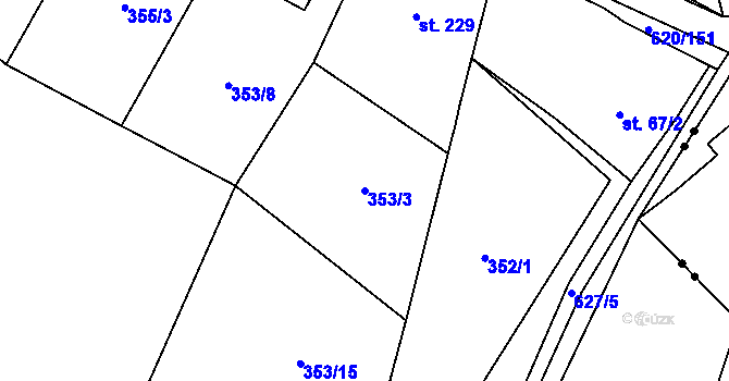 Parcela st. 353/3 v KÚ Chvalčova Lhota, Katastrální mapa