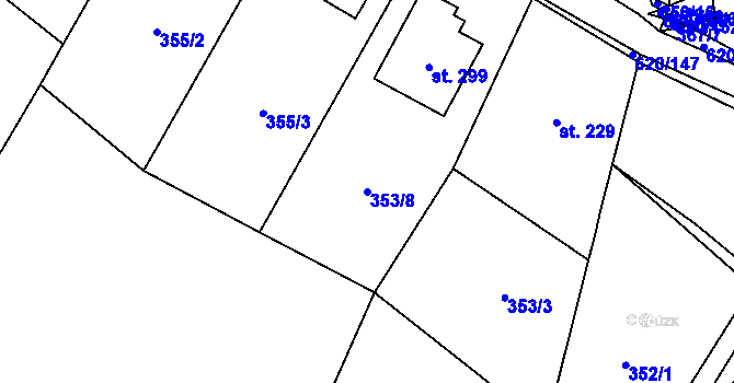 Parcela st. 353/8 v KÚ Chvalčova Lhota, Katastrální mapa