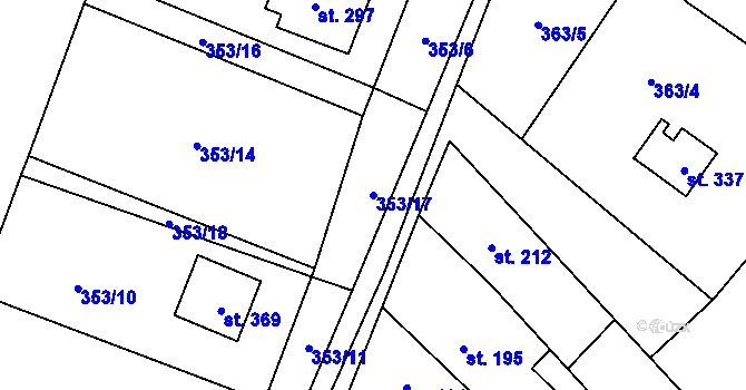 Parcela st. 353/17 v KÚ Chvalčova Lhota, Katastrální mapa