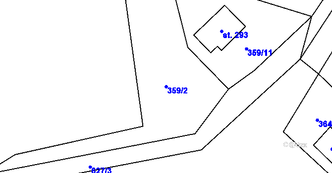 Parcela st. 359/2 v KÚ Chvalčova Lhota, Katastrální mapa