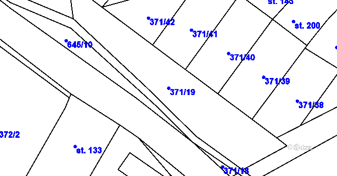 Parcela st. 371/19 v KÚ Chvalčova Lhota, Katastrální mapa