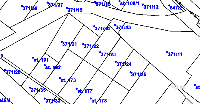 Parcela st. 371/23 v KÚ Chvalčova Lhota, Katastrální mapa
