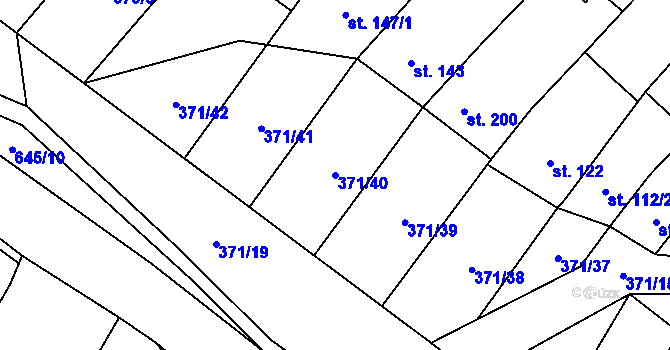 Parcela st. 371/40 v KÚ Chvalčova Lhota, Katastrální mapa