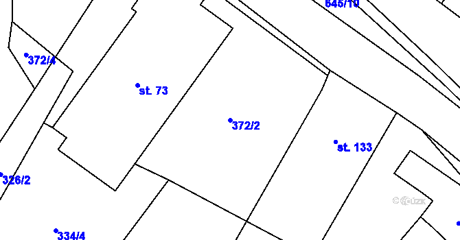 Parcela st. 372/2 v KÚ Chvalčova Lhota, Katastrální mapa