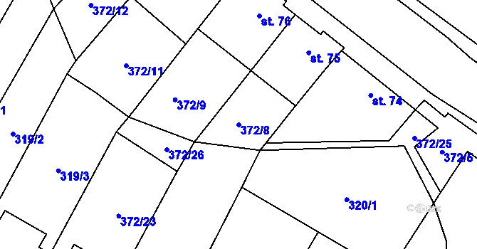 Parcela st. 372/8 v KÚ Chvalčova Lhota, Katastrální mapa
