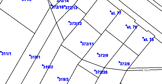 Parcela st. 372/11 v KÚ Chvalčova Lhota, Katastrální mapa