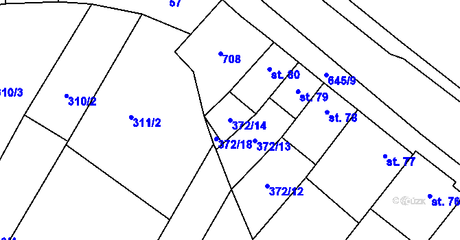 Parcela st. 372/14 v KÚ Chvalčova Lhota, Katastrální mapa