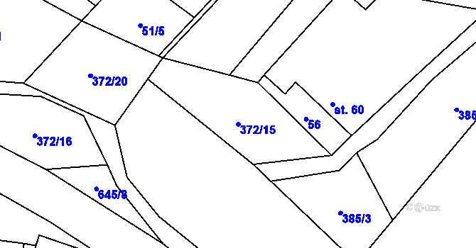 Parcela st. 372/15 v KÚ Chvalčova Lhota, Katastrální mapa