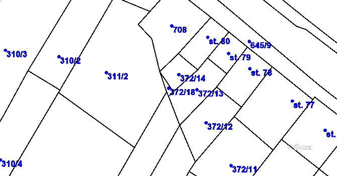 Parcela st. 372/18 v KÚ Chvalčova Lhota, Katastrální mapa