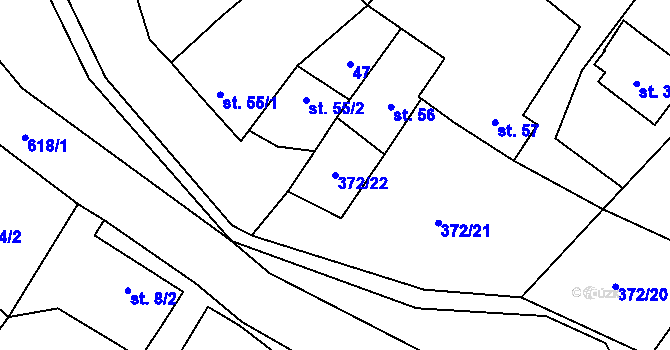 Parcela st. 372/22 v KÚ Chvalčova Lhota, Katastrální mapa