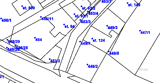 Parcela st. 449/7 v KÚ Chvalčova Lhota, Katastrální mapa