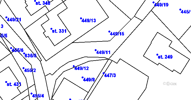 Parcela st. 449/11 v KÚ Chvalčova Lhota, Katastrální mapa