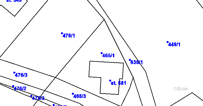 Parcela st. 465/1 v KÚ Chvalčova Lhota, Katastrální mapa