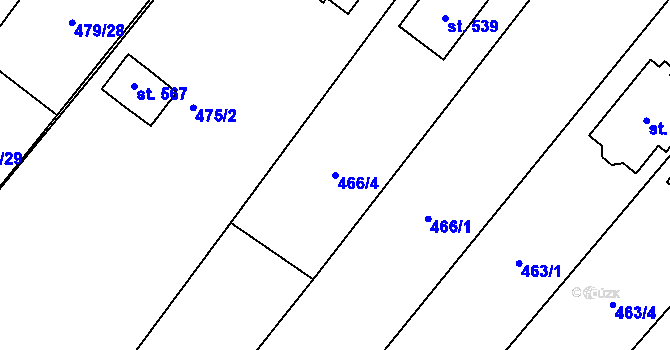 Parcela st. 466/4 v KÚ Chvalčova Lhota, Katastrální mapa