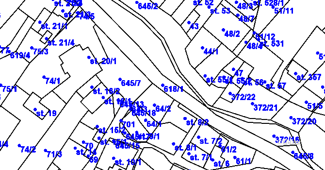 Parcela st. 618/1 v KÚ Chvalčova Lhota, Katastrální mapa