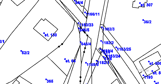 Parcela st. 646/4 v KÚ Chvalčova Lhota, Katastrální mapa