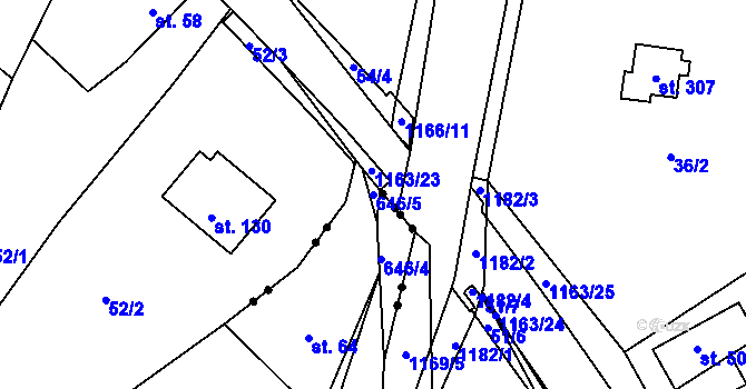 Parcela st. 646/5 v KÚ Chvalčova Lhota, Katastrální mapa