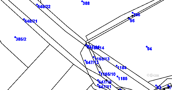 Parcela st. 647/14 v KÚ Chvalčova Lhota, Katastrální mapa