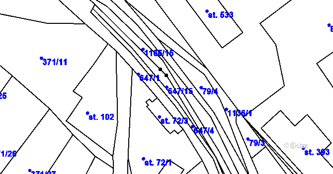 Parcela st. 647/15 v KÚ Chvalčova Lhota, Katastrální mapa