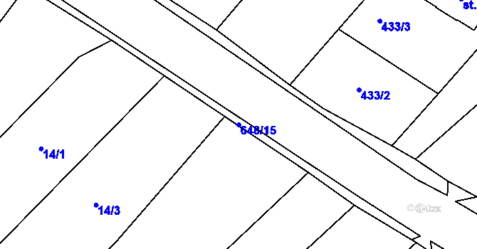 Parcela st. 648/15 v KÚ Chvalčova Lhota, Katastrální mapa