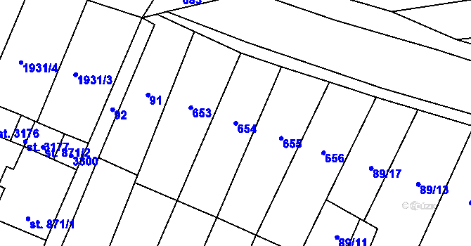 Parcela st. 654 v KÚ Chvalčova Lhota, Katastrální mapa