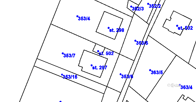 Parcela st. 502 v KÚ Chvalčova Lhota, Katastrální mapa
