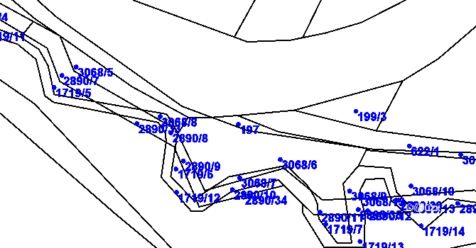 Parcela st. 197 v KÚ Chvalčova Lhota, Katastrální mapa