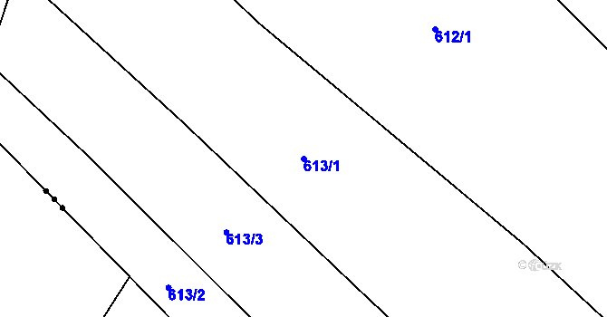 Parcela st. 613/1 v KÚ Chvalčova Lhota, Katastrální mapa