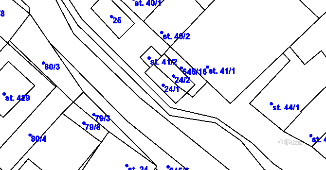 Parcela st. 24/1 v KÚ Chvalčova Lhota, Katastrální mapa
