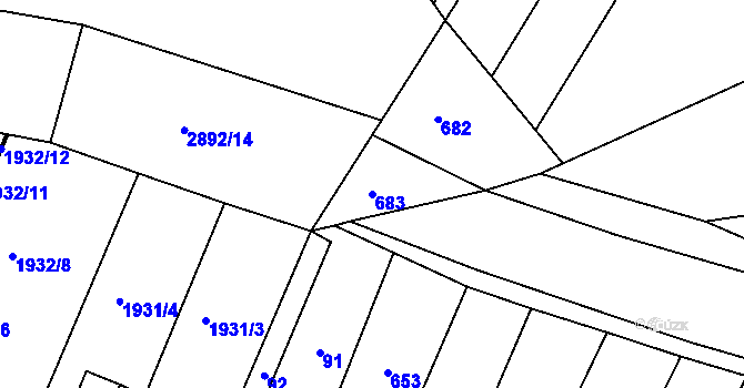 Parcela st. 683 v KÚ Chvalčova Lhota, Katastrální mapa