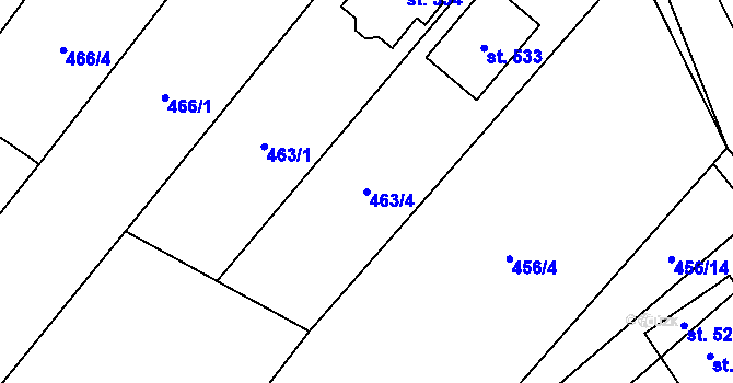 Parcela st. 463/4 v KÚ Chvalčova Lhota, Katastrální mapa